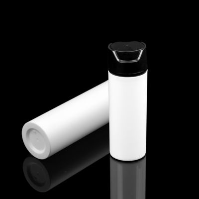 Face Cream Clear Cylinder Round Airless Bottles With Aluminum Finish Treatment Pump