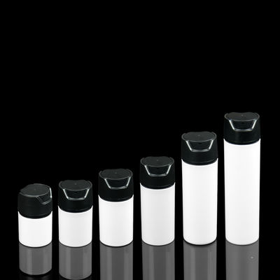 Face Cream Clear Cylinder Round Airless Bottles With Aluminum Finish Treatment Pump