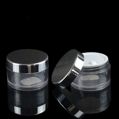 Customized 30ml 50ml PETG Cosmetics Cream Empty Jar With Electroplated Lid