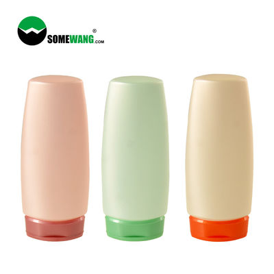Shampoo Use PE Plastic Bottle 200ml Customized Flat Squeeze Bottle With Flip Top Lid